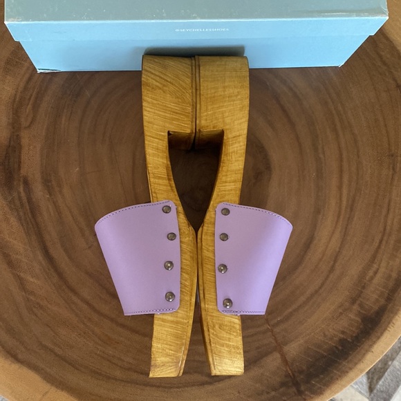 🆕 Anthropologie x Seychelles Marine Layer wooden Clog Sandals - Picture 5 of 11